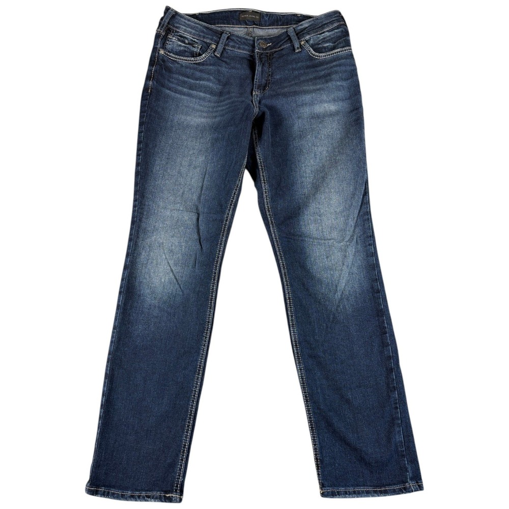 Silver Jeans Co Jeans Womens 31 Dark Blue Straight Leg Midrise Stretch Denim